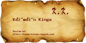 Kámán Kinga névjegykártya